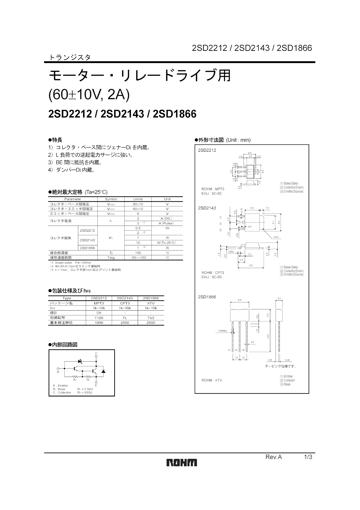 出典: トランジスタ 2SD1866のデータシート